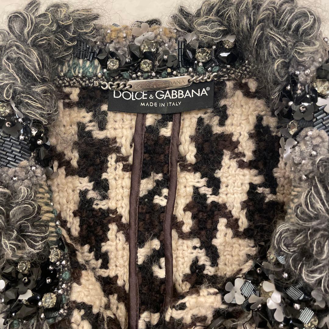 Dolce & Gabbana ロングコートハウンドトゥース柄ビーズで豪華 40