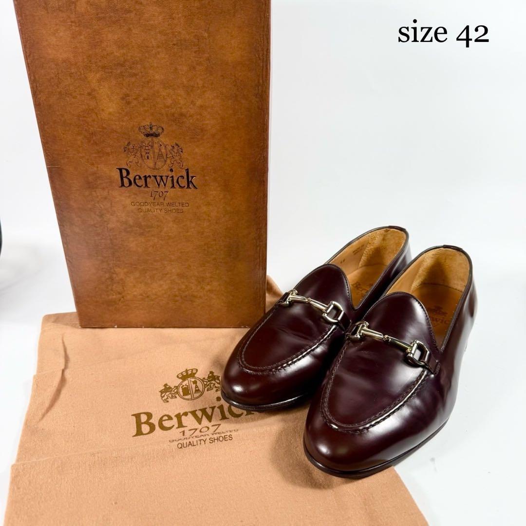 【未使用級】Berwick 　バーウィック　ビットローファー(42)革靴　茶