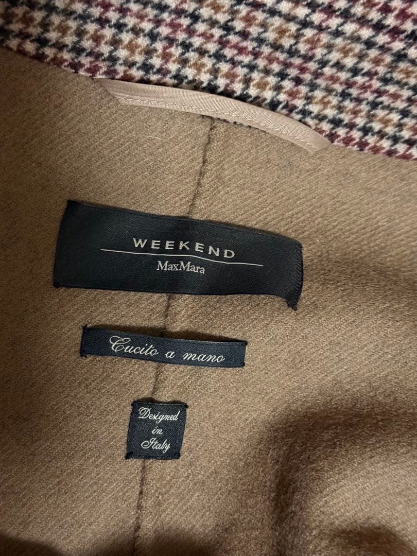 MaxMara チェック柄ファー付きロングコート