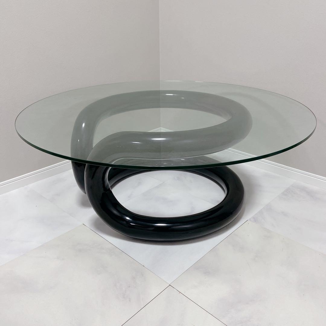 スペースエイジ デザイン家具 ラウンドテーブル　極美品　ガラス　デザインテーブル