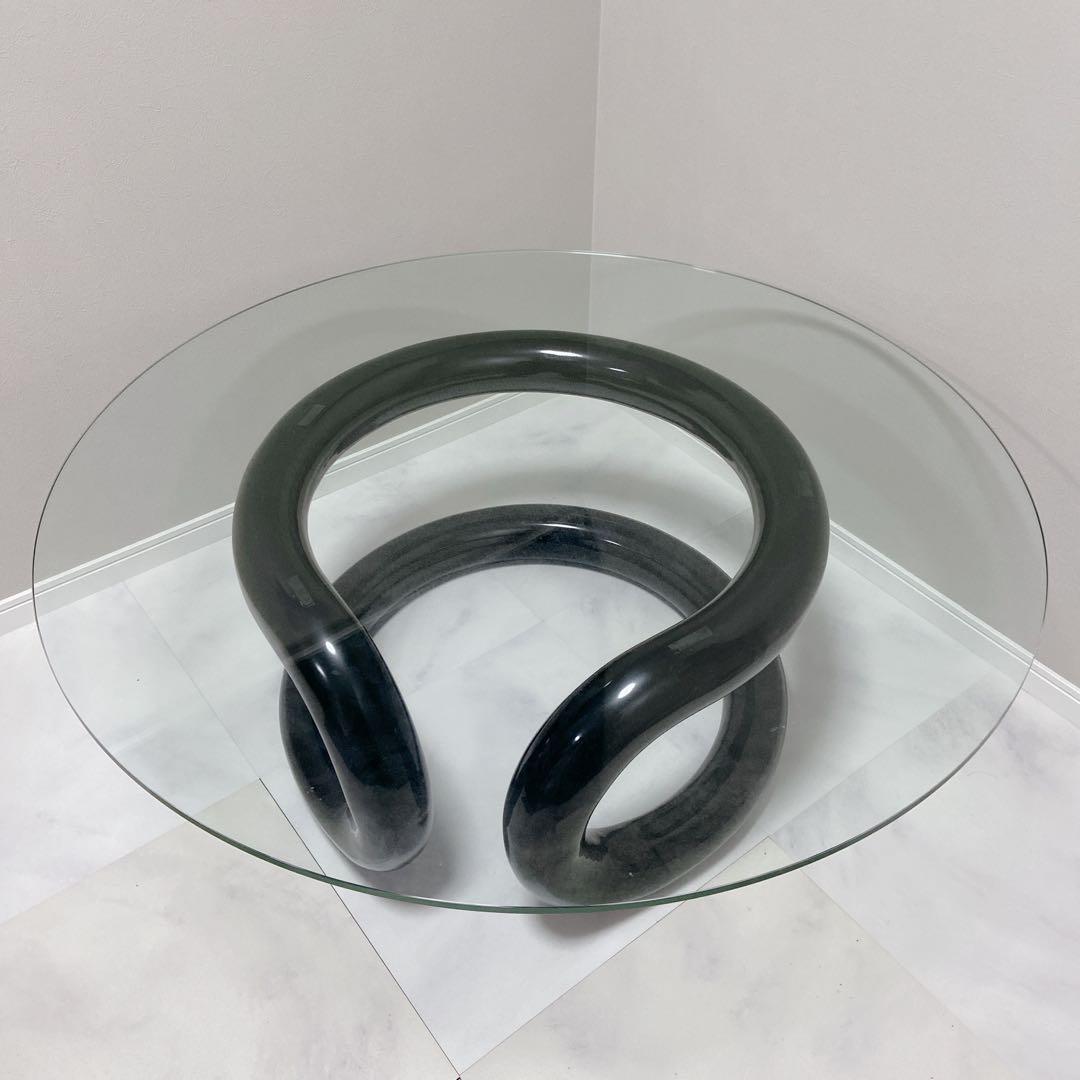 スペースエイジ デザイン家具 ラウンドテーブル　極美品　ガラス　デザインテーブル