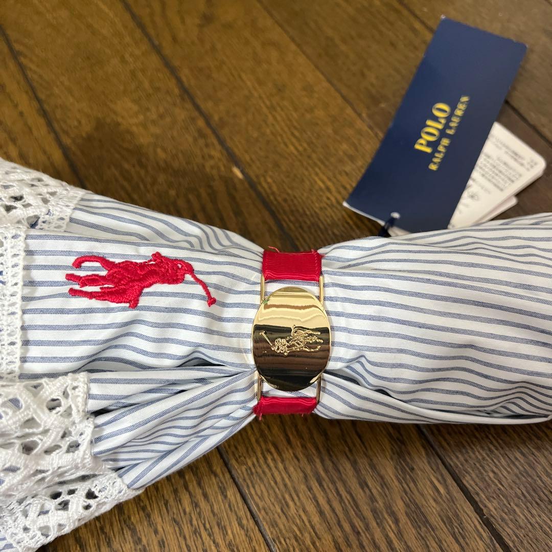 PORO RALPH LAUREN ストライプフリル折りたたみ傘