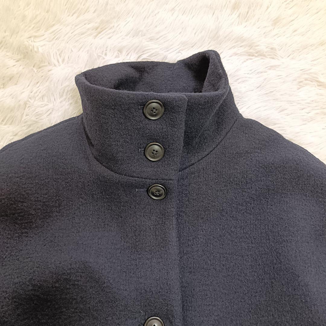 ユナイテッドアローズ スタンドカラーウールコート ミドル丈 ネイビー 36