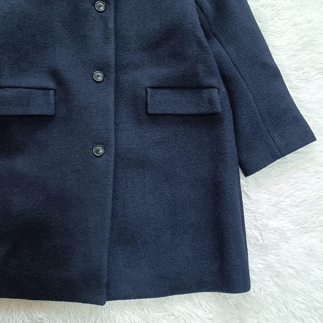 ユナイテッドアローズ スタンドカラーウールコート ミドル丈 ネイビー 36