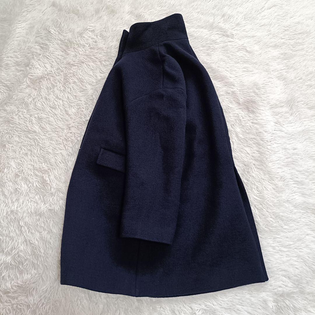 ユナイテッドアローズ スタンドカラーウールコート ミドル丈 ネイビー 36