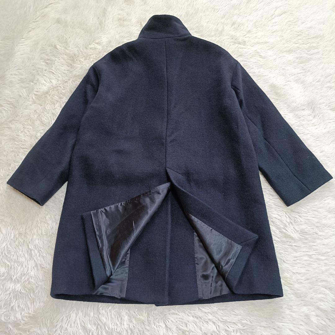 ユナイテッドアローズ スタンドカラーウールコート ミドル丈 ネイビー 36