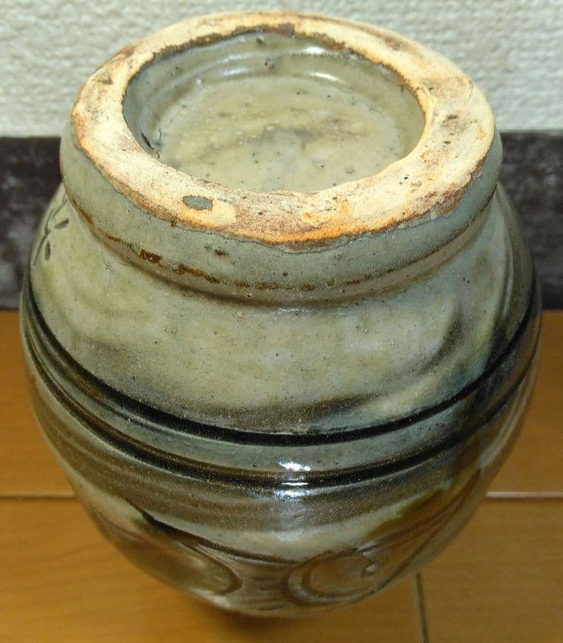 人間国宝 金城次郎 徳利 栞 共箱 美品 壺屋焼 壷屋焼 海老魚紋徳利 やちむん