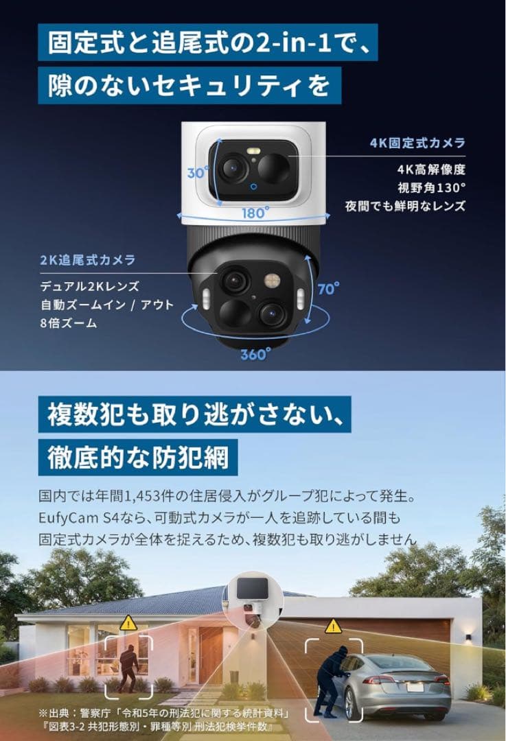 Anker Eufy (ユーフィ) eufyCam S4 (屋外用防犯カメラ)