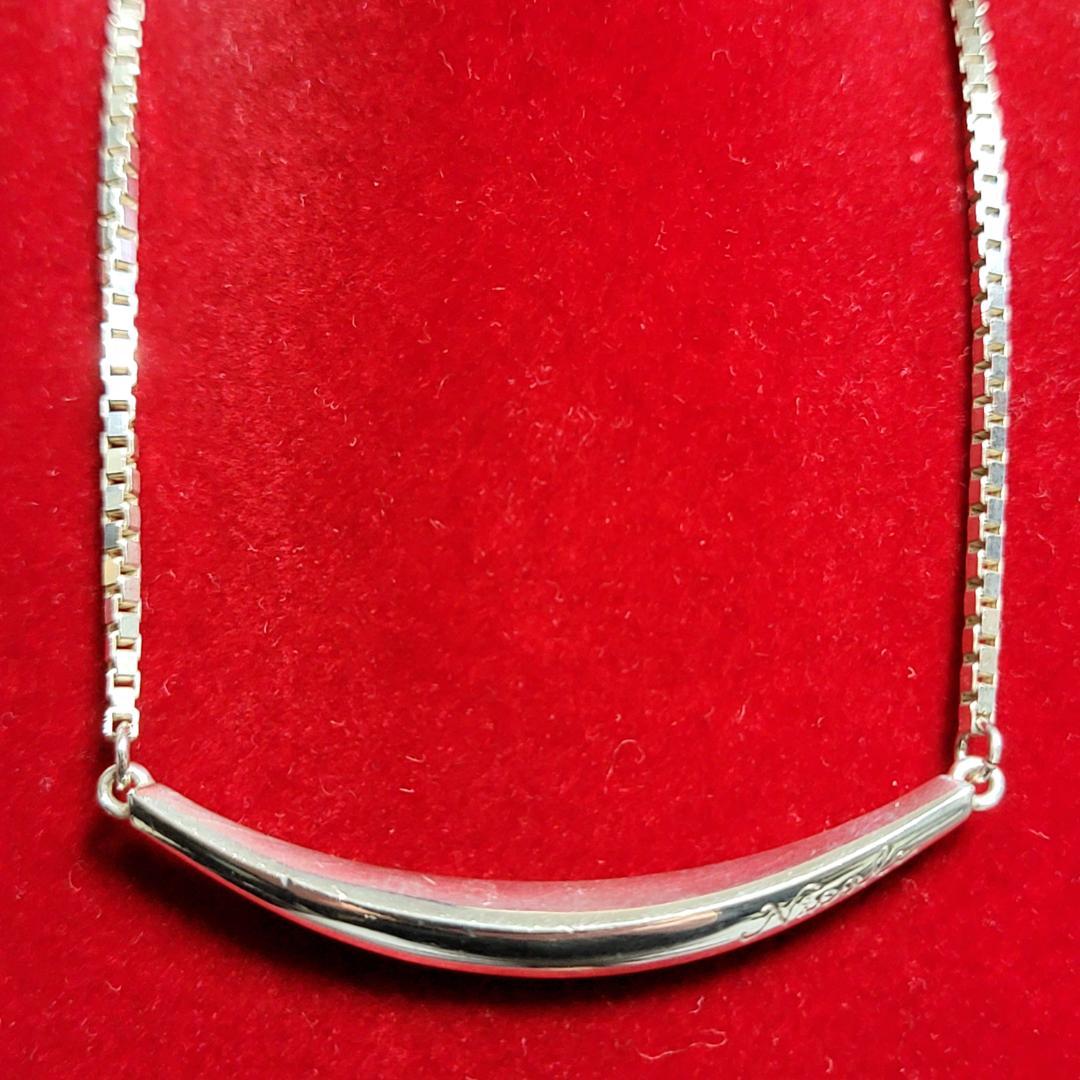 ビンテージ 滑らかな弧を描くフロントバーのシルバーネックレス シルバー925