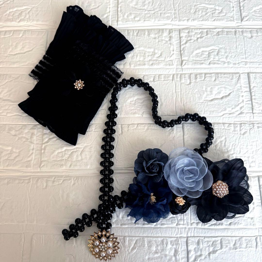 成人式　振袖　フルセット　パールフリル重ね衿　レース半衿　ファー飾り　コサージュ