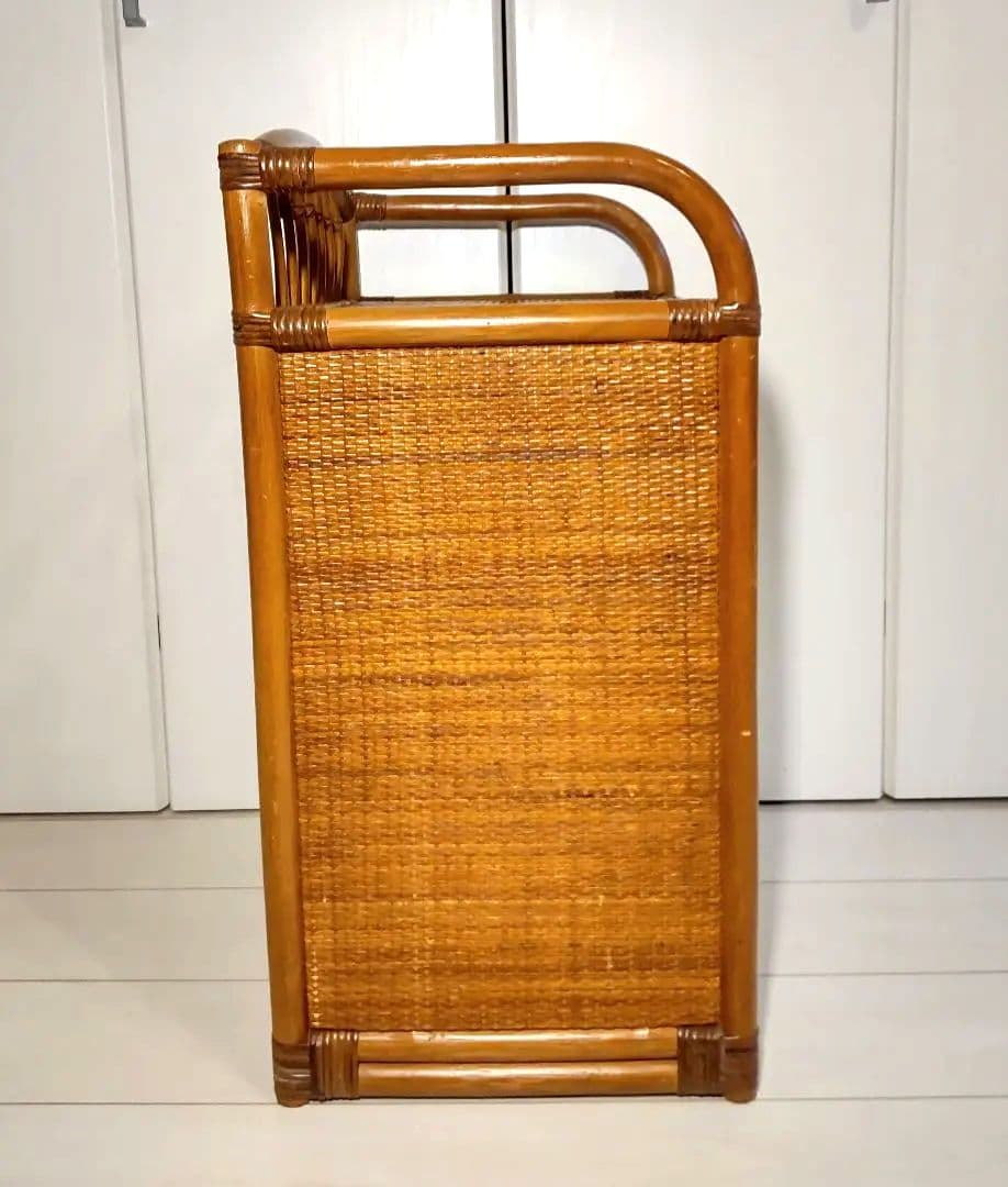 飴色家具 ラタン チェスト　飾り棚　藤　昭和レトロ　ジャパンビンテージ　引出し