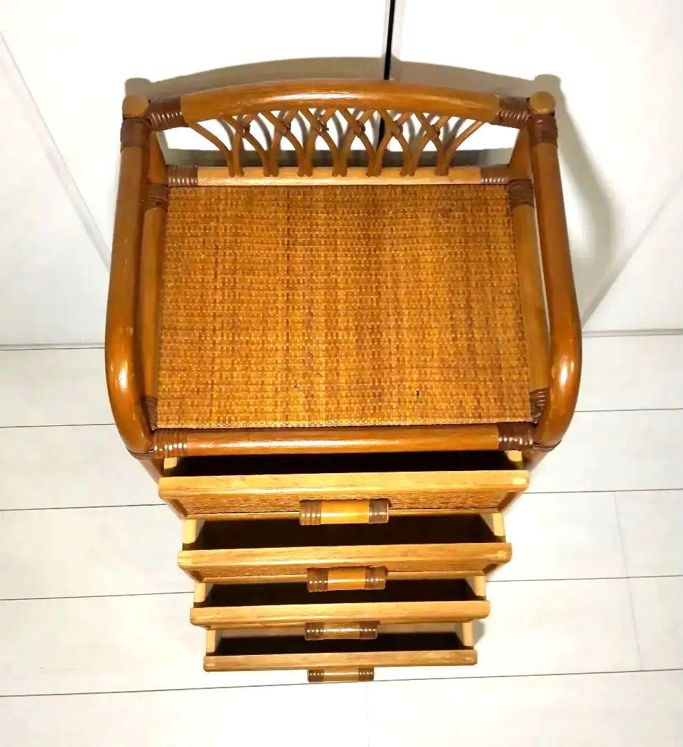 飴色家具 ラタン チェスト　飾り棚　藤　昭和レトロ　ジャパンビンテージ　引出し