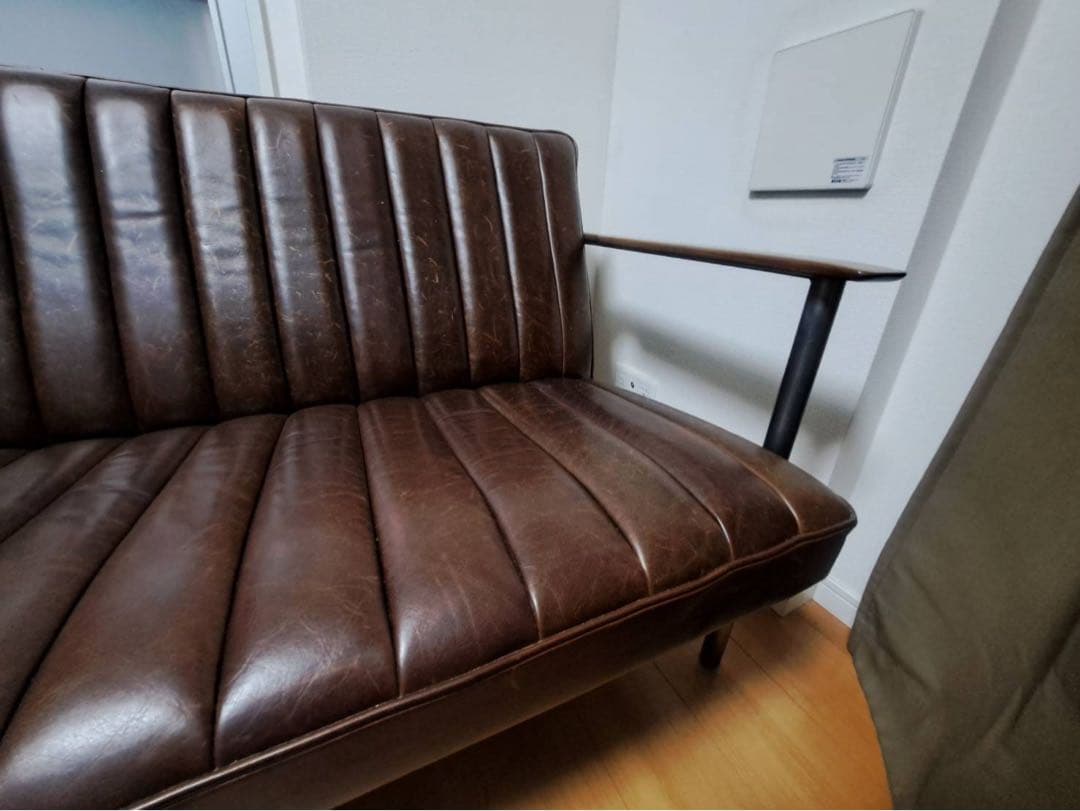 【ドライ】ブラウン3人掛けソファ