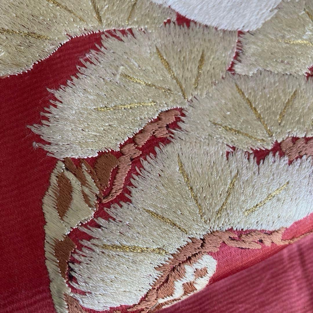 アンティーク名古屋帯　鶴の刺繍　大正ロマン　しつけ糸付　正絹　N1-26