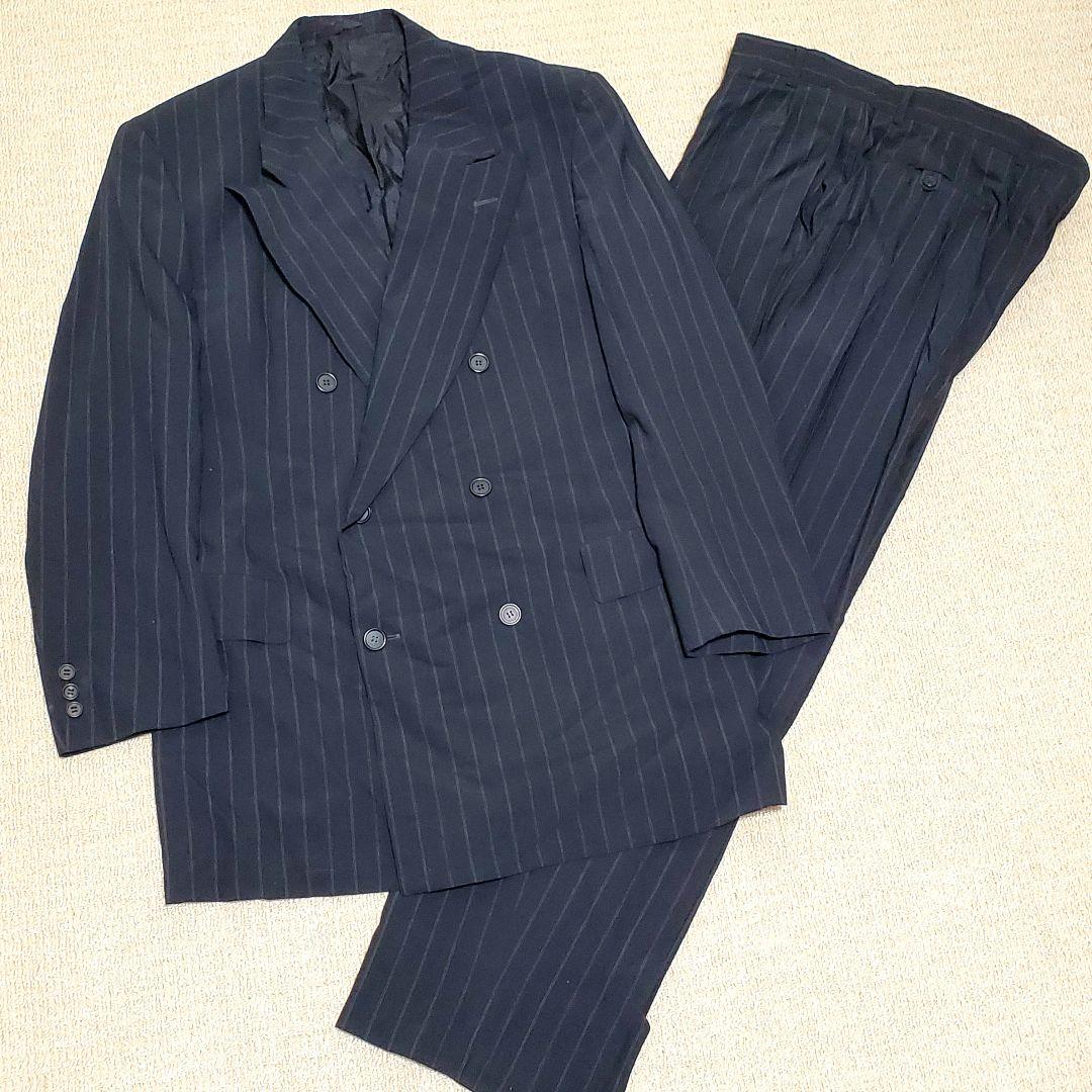 希少✨大きいサイズ ジョルジオアルマーニブラック ストライプ ダブル スーツ