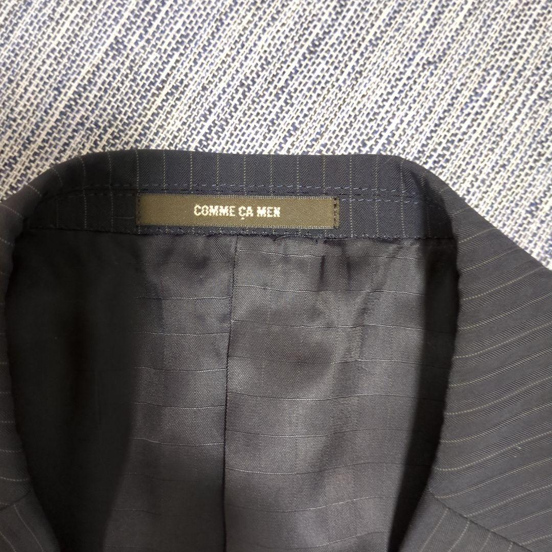 【美品】コムサメン　シングルストライプスーツセットアップ濃紺 サイズLL