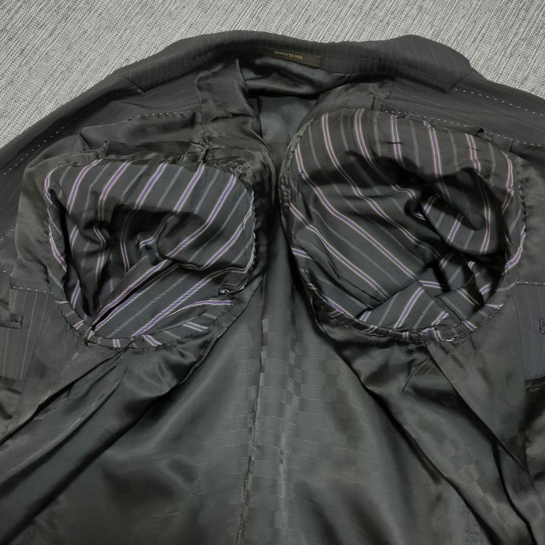 【美品】コムサメン　シングルストライプスーツセットアップ濃紺 サイズLL