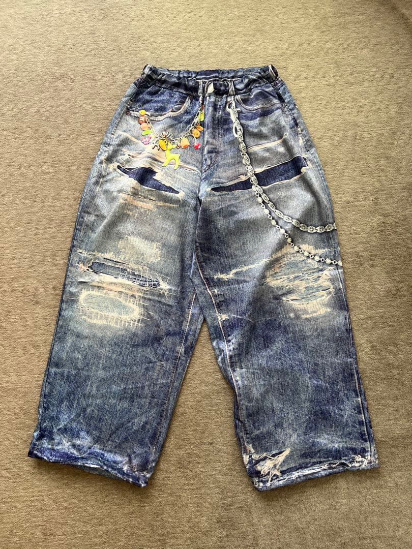 TATA FLASH × DENIM PRINT WIDE PANTS