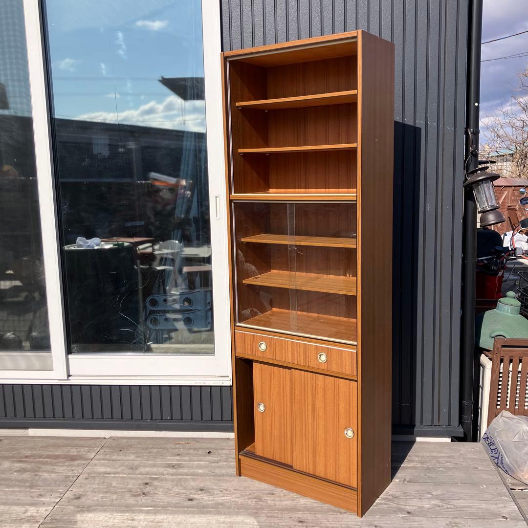 昭和レトロ 古家具 木製 食器棚 カップボード サイドボード 飾り棚