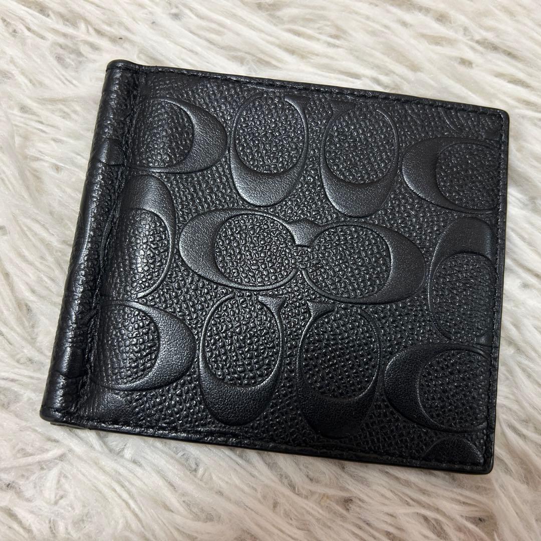 ⭐️極美品⭐️コーチ マネークリップ エンボス シグネチャー 二つ折り カードケース