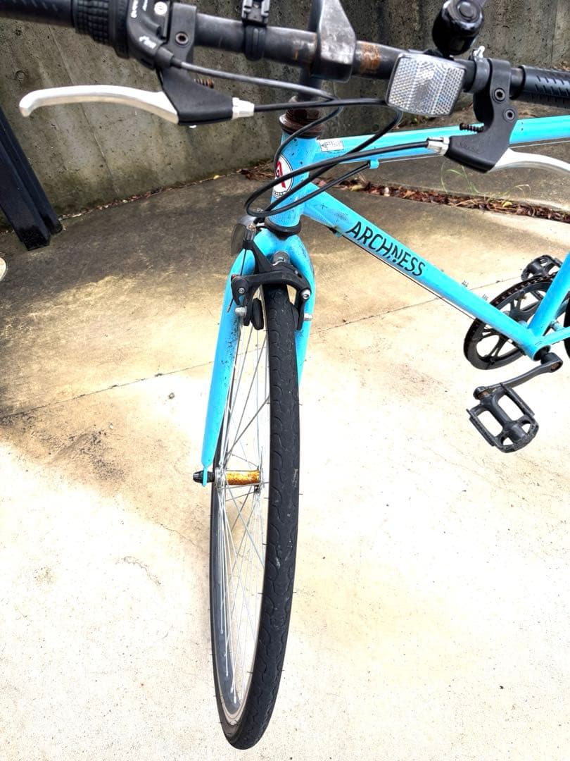 クロスバイク シティサイクル シマノ 7段変速 自転車 27インチ　ブルー　青