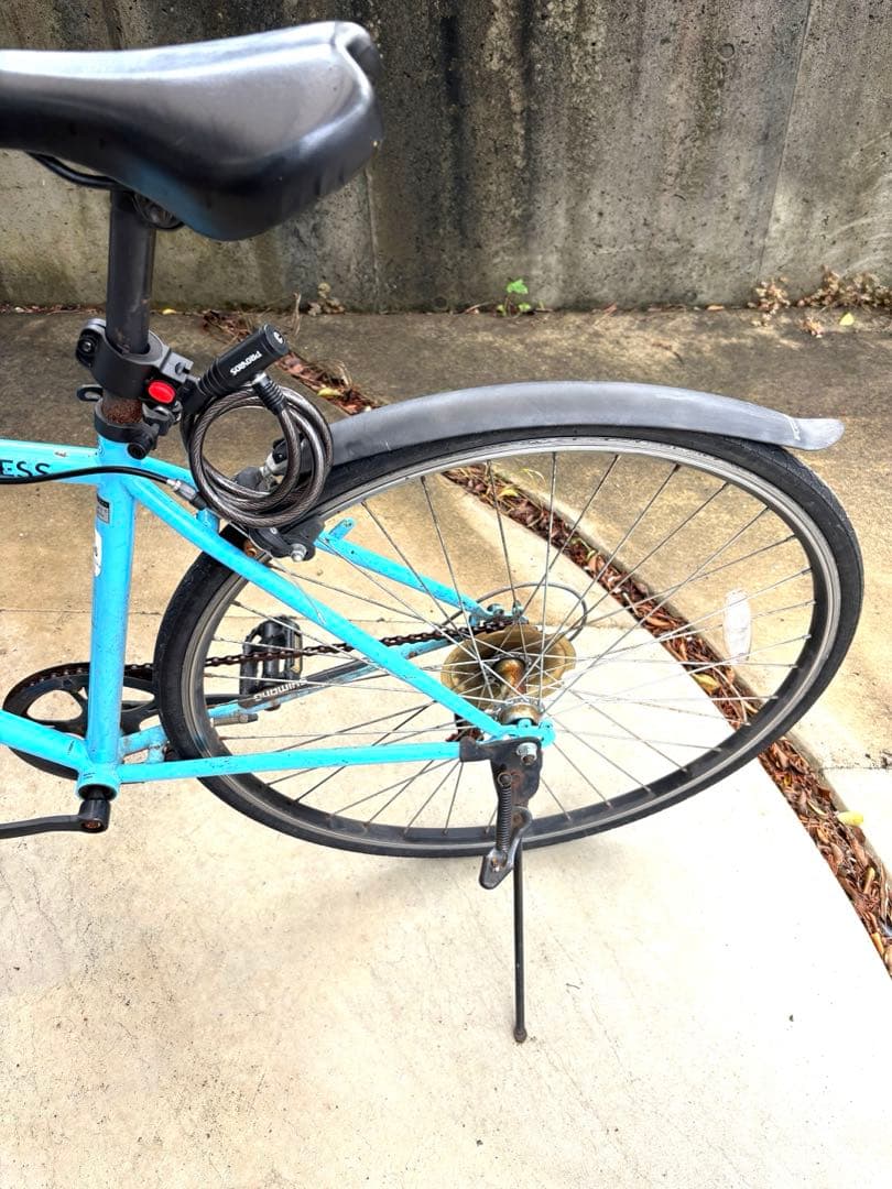 クロスバイク シティサイクル シマノ 7段変速 自転車 27インチ　ブルー　青