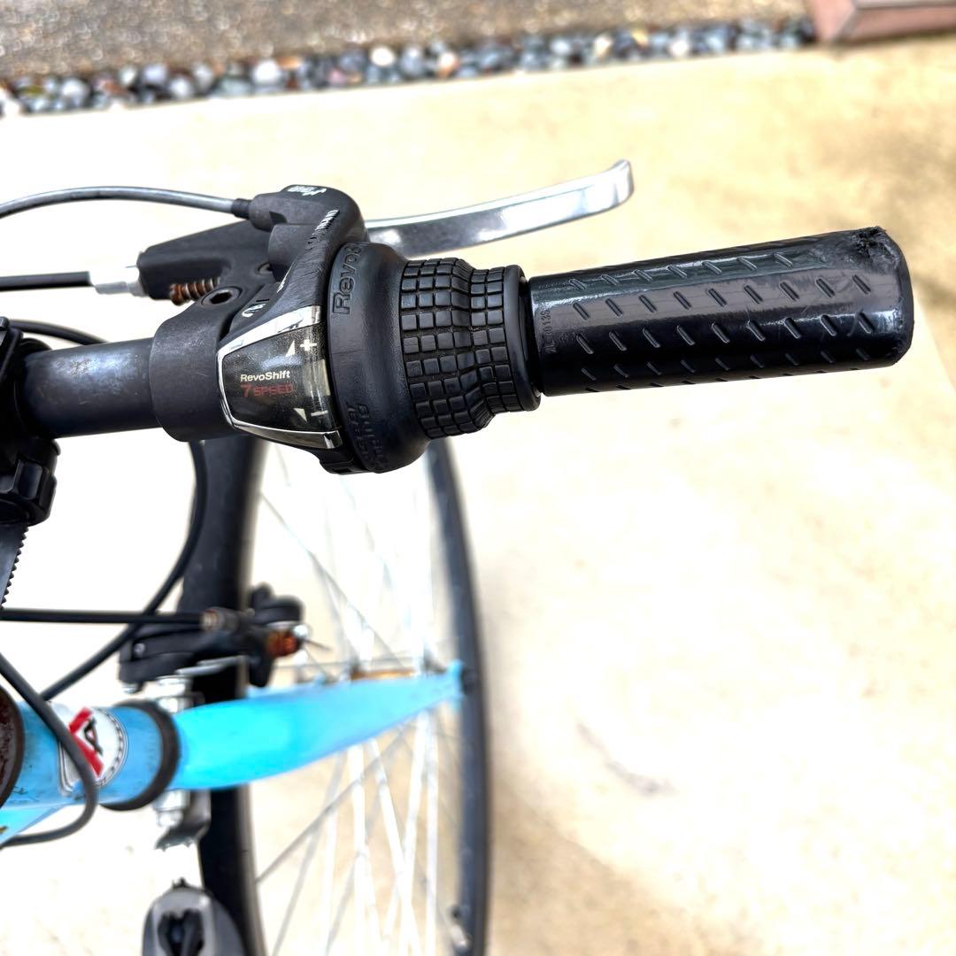 クロスバイク シティサイクル シマノ 7段変速 自転車 27インチ　ブルー　青