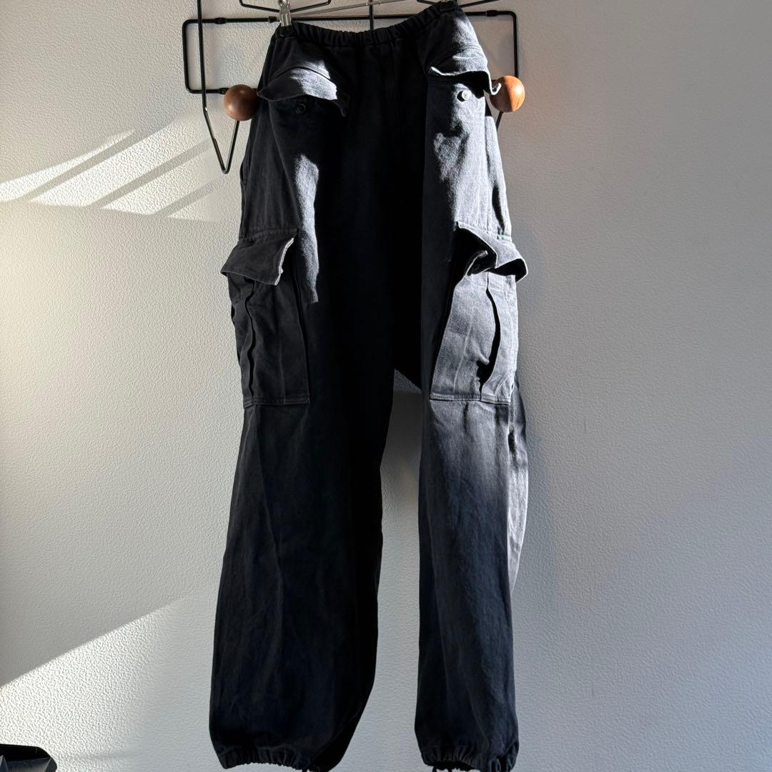 COMOLI BLACK DRILL 6P PANTS ブラック カーゴパンツ