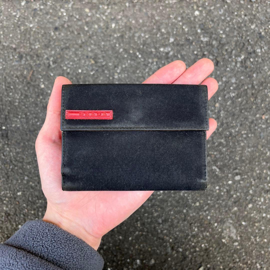 prada sport プラダスポーツ 三つ折り財布 黒 レザー ナイロン