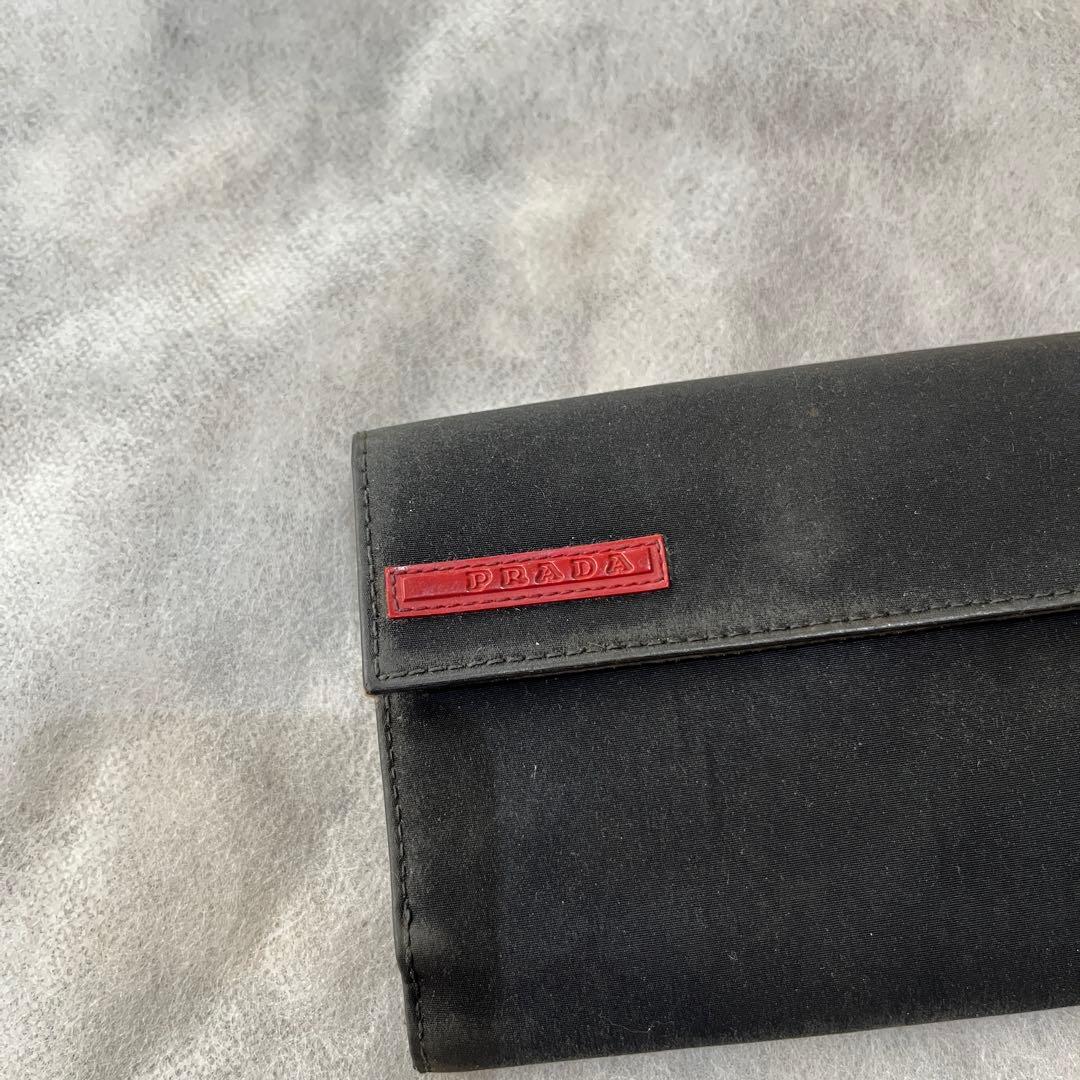 prada sport プラダスポーツ 三つ折り財布 黒 レザー ナイロン