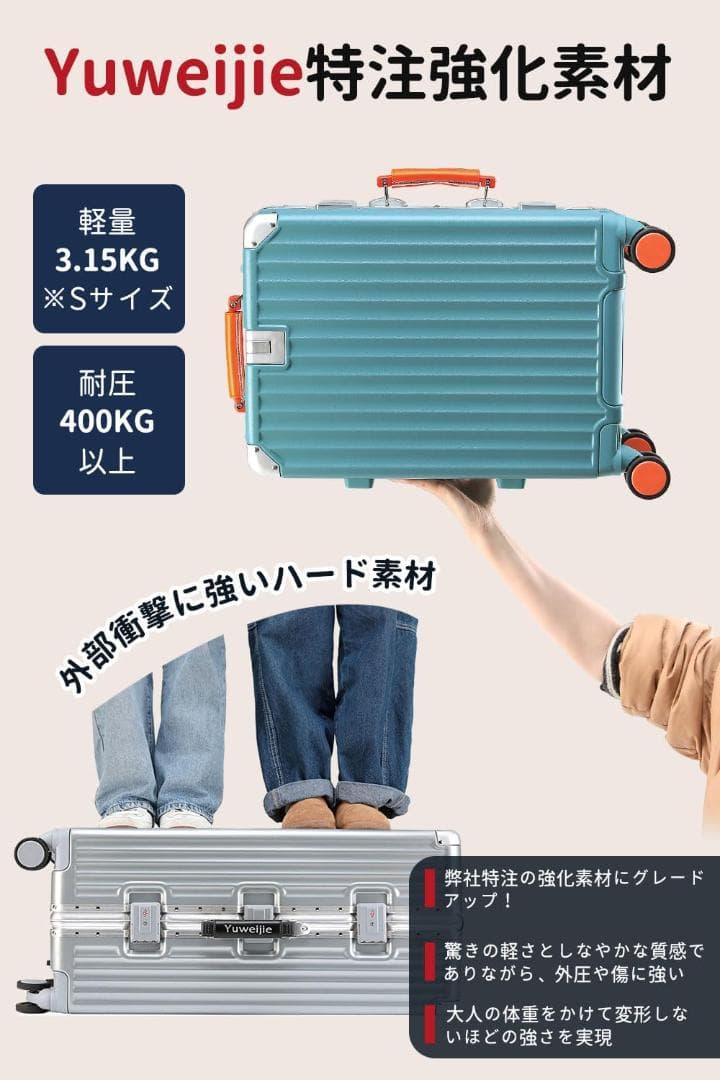 キャリーケース　スーツケース　大容量　シルバー 軽量　おしゃれ　TSA　М