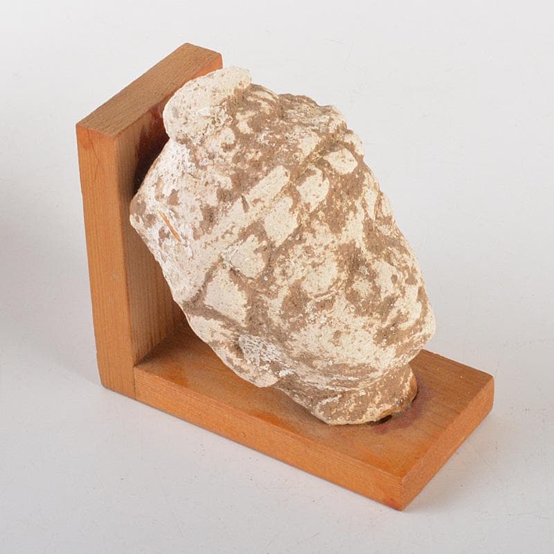 仏教美術　仏頭　石仏　置物　時代箱付　C　6384