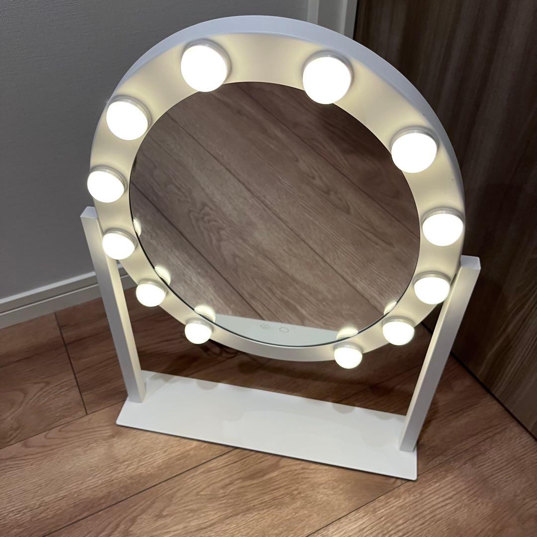 Francfranc フッツェハリウッドミラーラウンドLホワイト【女優ミラー】