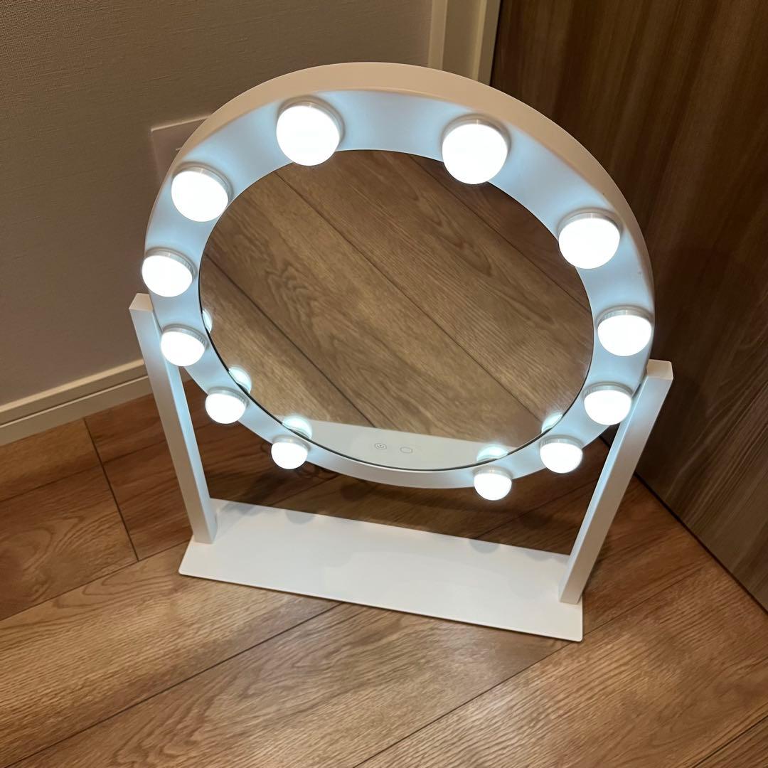 Francfranc フッツェハリウッドミラーラウンドLホワイト【女優ミラー】