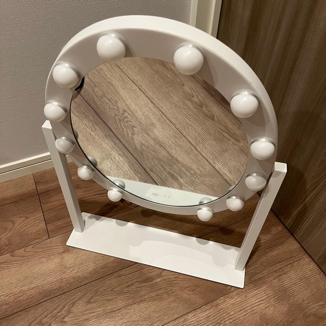 Francfranc フッツェハリウッドミラーラウンドLホワイト【女優ミラー】