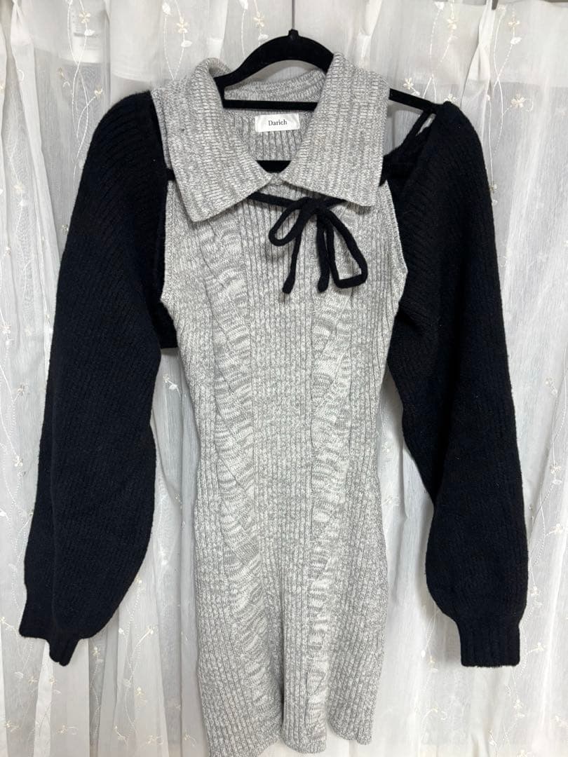 Darichi ショートボレロニットミニワンピース　フリーサイズ