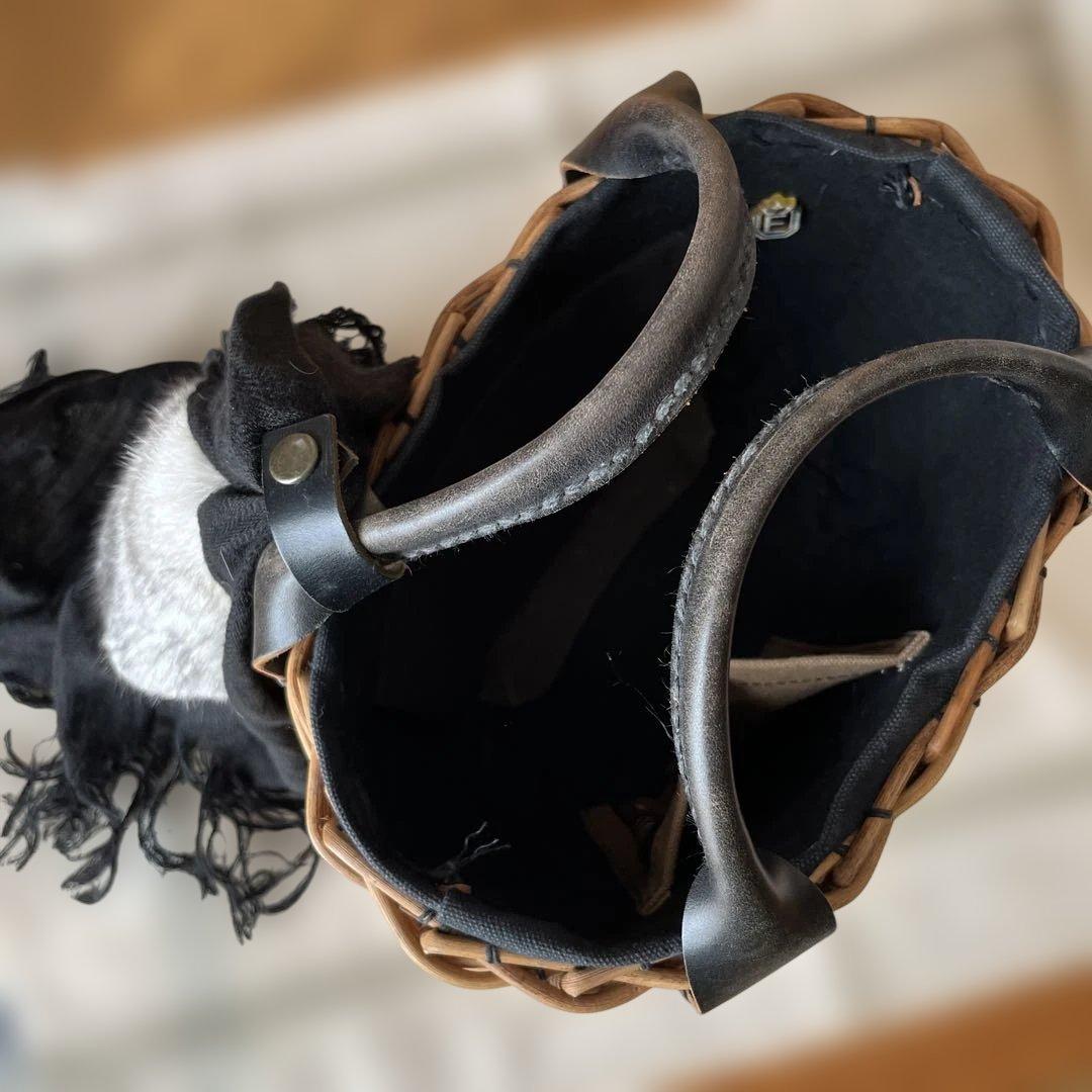 エバゴス ebagos ブライドルレザー紅藤かごバッグ