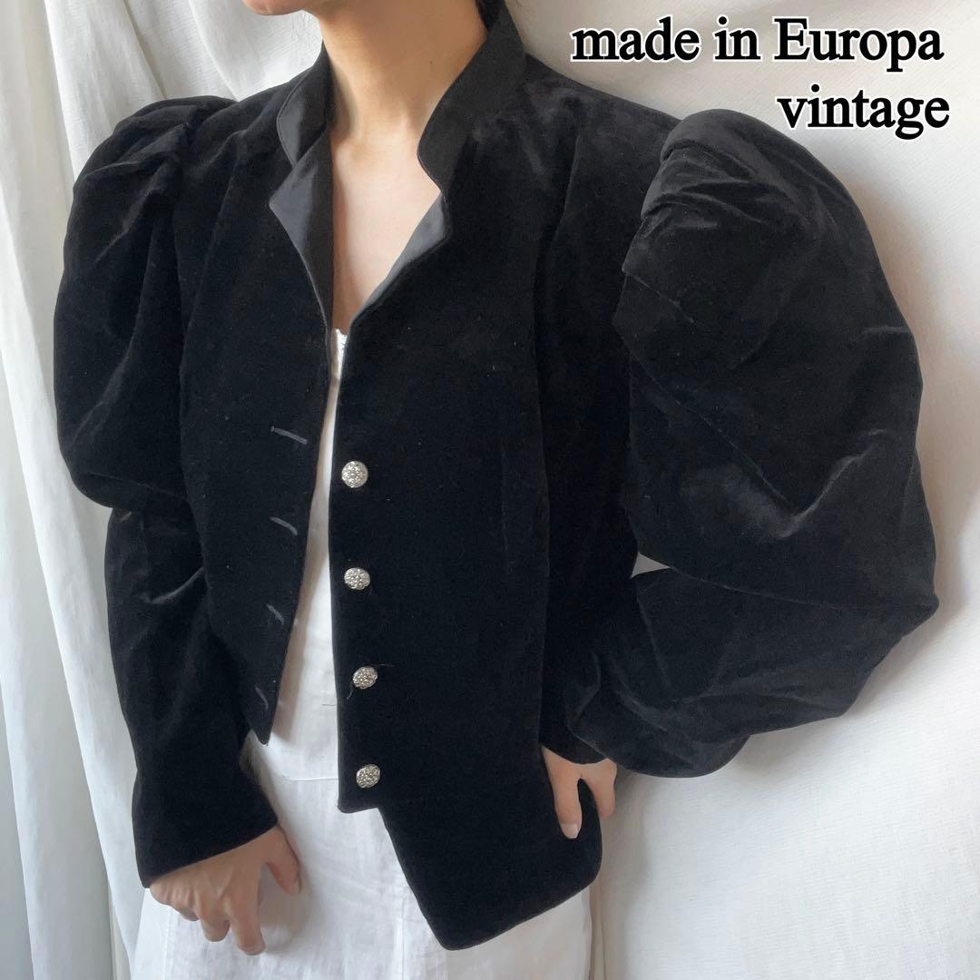 mi ヨーロッパ製ヴィンテージ パフショルダー ベロアチロルジャケット