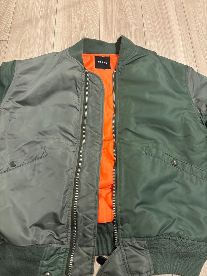 【美品】BEAMS MA-1 フライトジャケット オリーブグリーン　ビームス