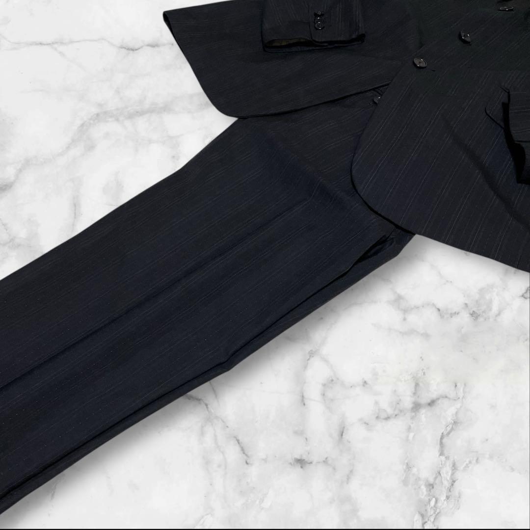 極美品☆希少☆エルメネジルドゼニア☆スーツセットアップ☆黒☆ストライプ☆52