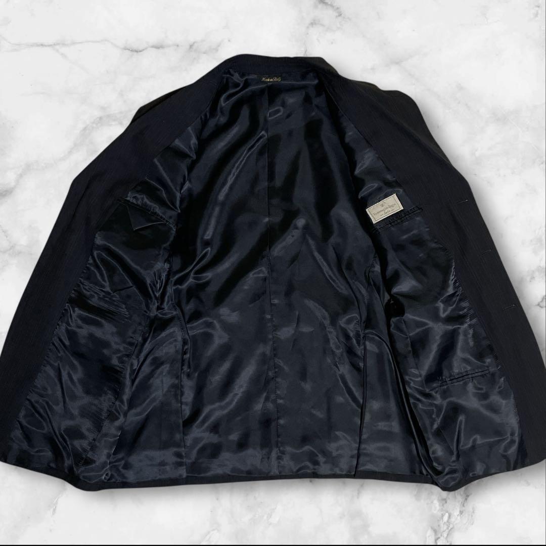 極美品☆希少☆エルメネジルドゼニア☆スーツセットアップ☆黒☆ストライプ☆52