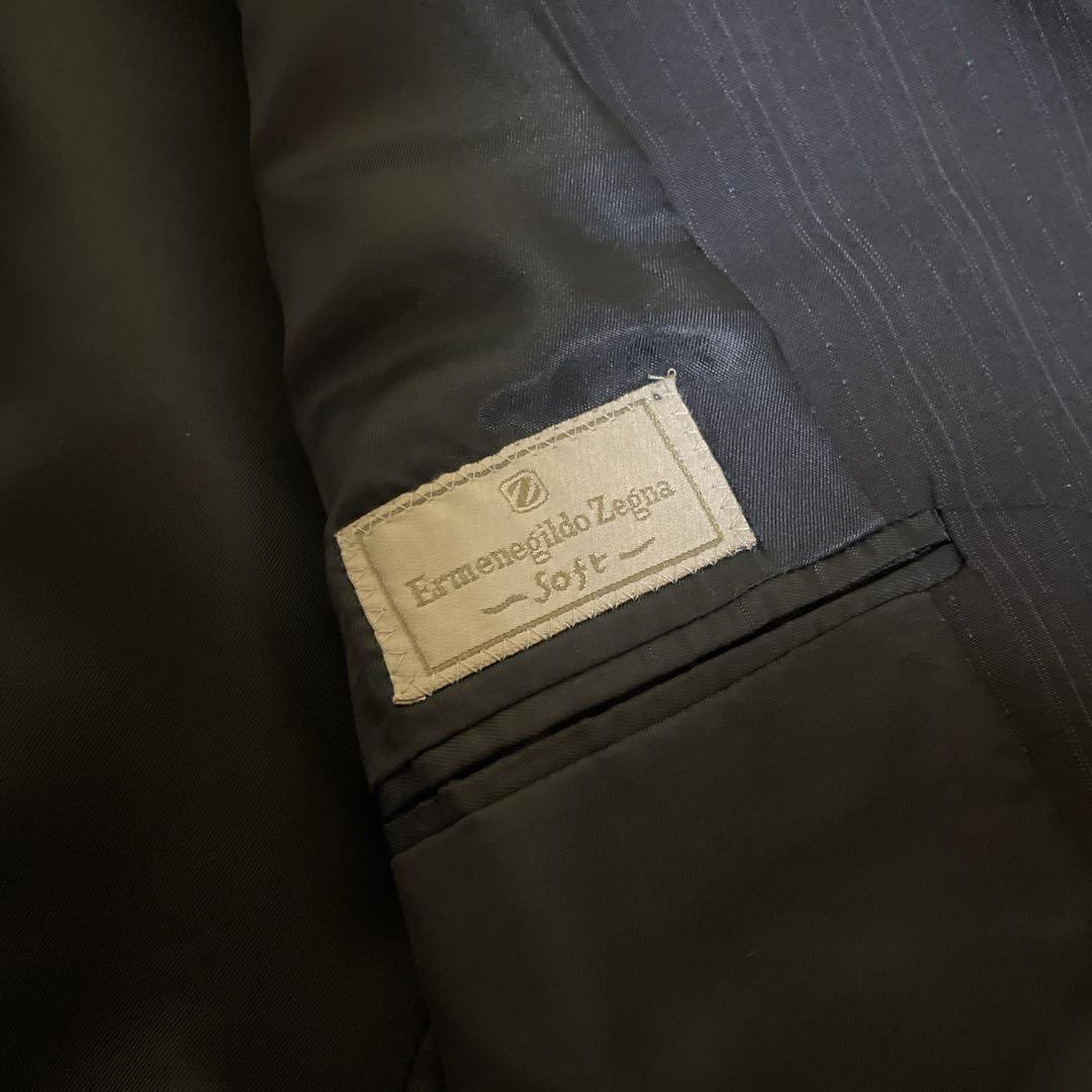 極美品☆希少☆エルメネジルドゼニア☆スーツセットアップ☆黒☆ストライプ☆52