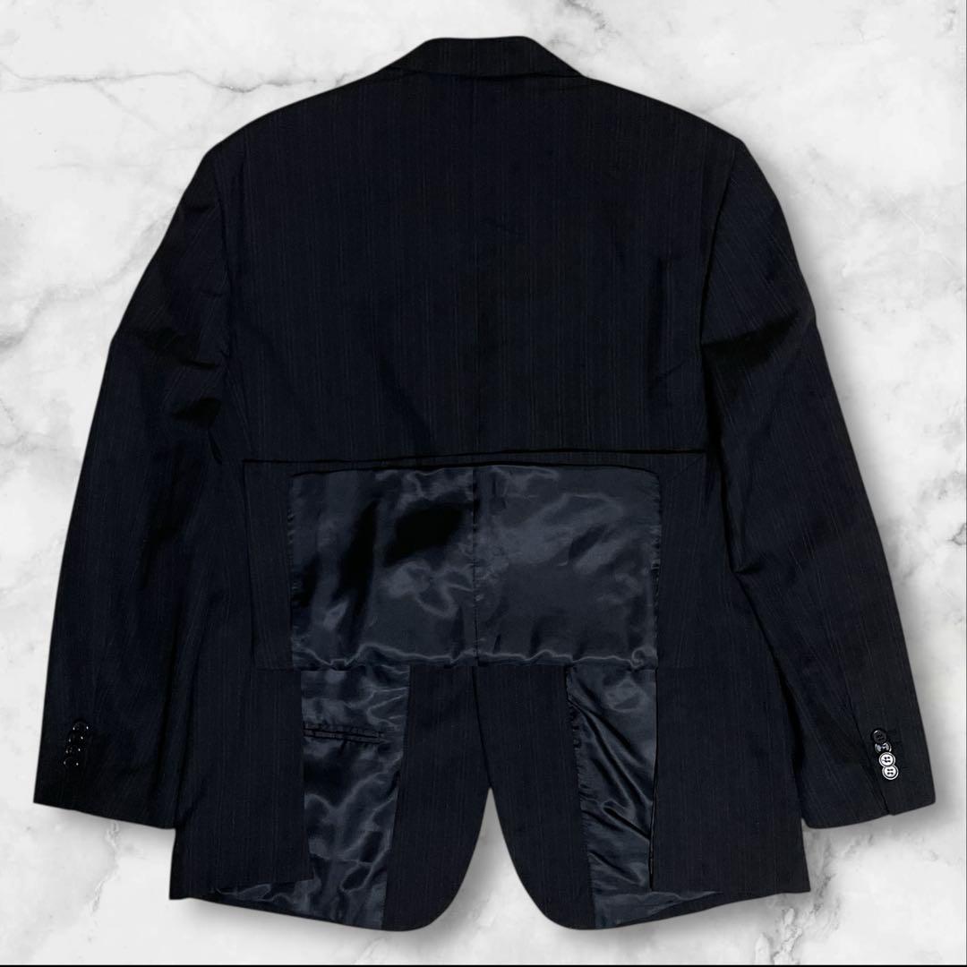 極美品☆希少☆エルメネジルドゼニア☆スーツセットアップ☆黒☆ストライプ☆52