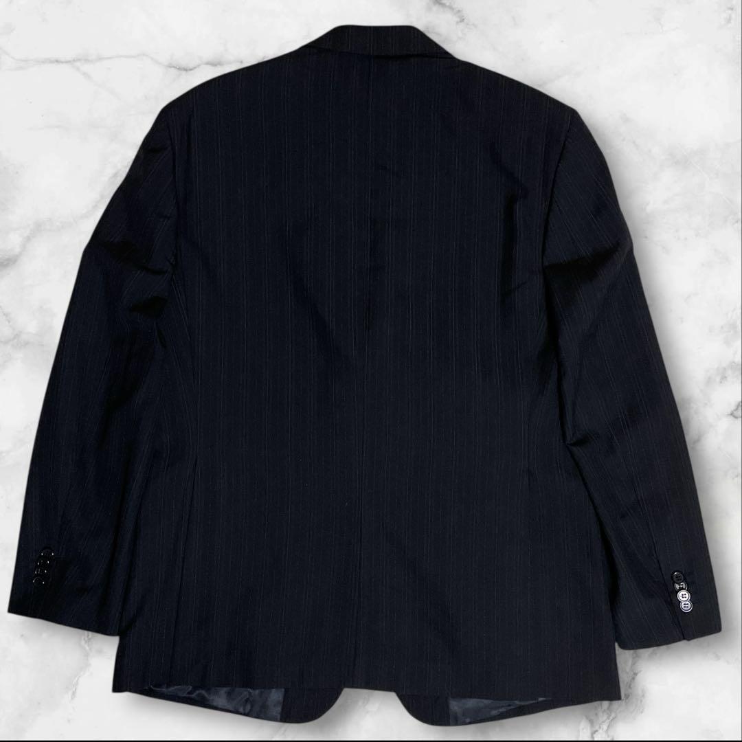 極美品☆希少☆エルメネジルドゼニア☆スーツセットアップ☆黒☆ストライプ☆52