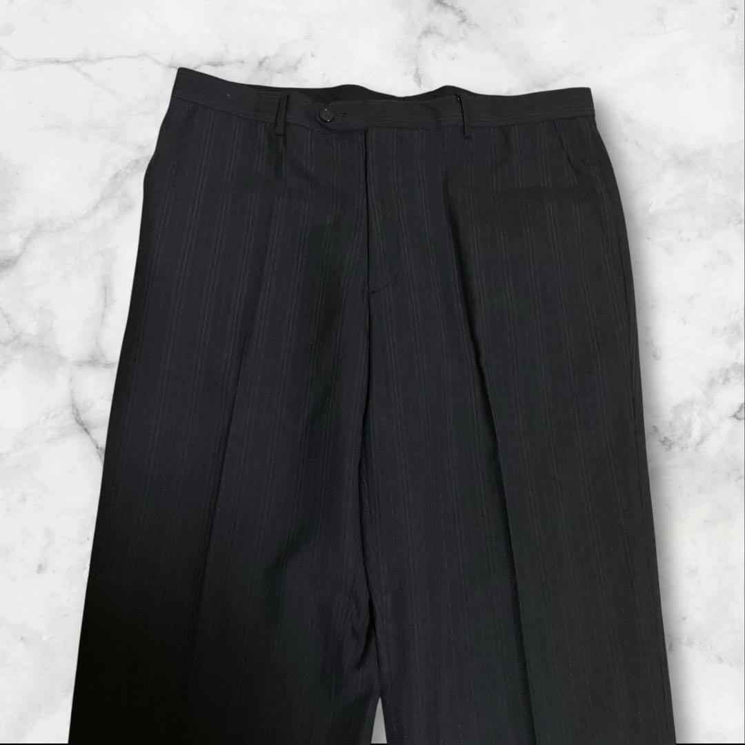 極美品☆希少☆エルメネジルドゼニア☆スーツセットアップ☆黒☆ストライプ☆52