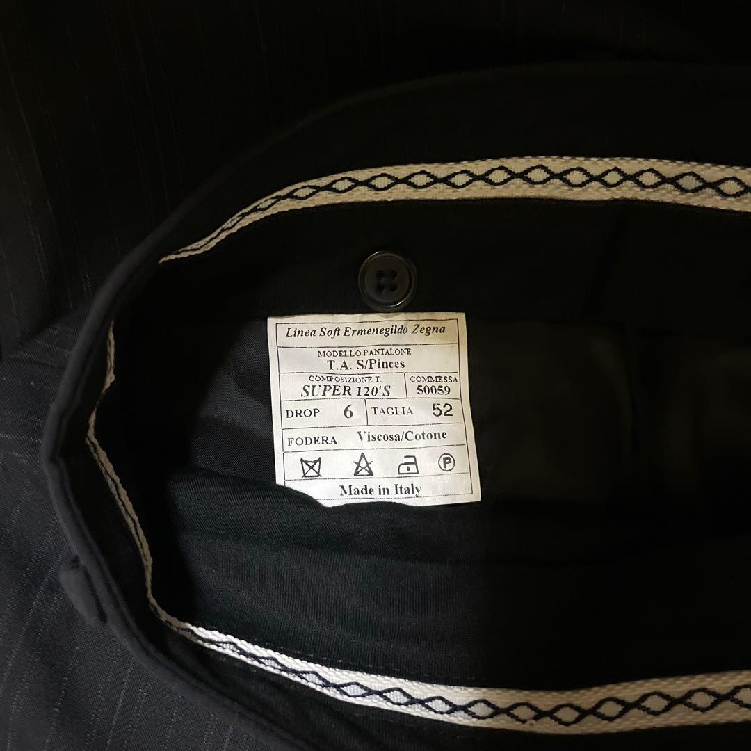 極美品☆希少☆エルメネジルドゼニア☆スーツセットアップ☆黒☆ストライプ☆52