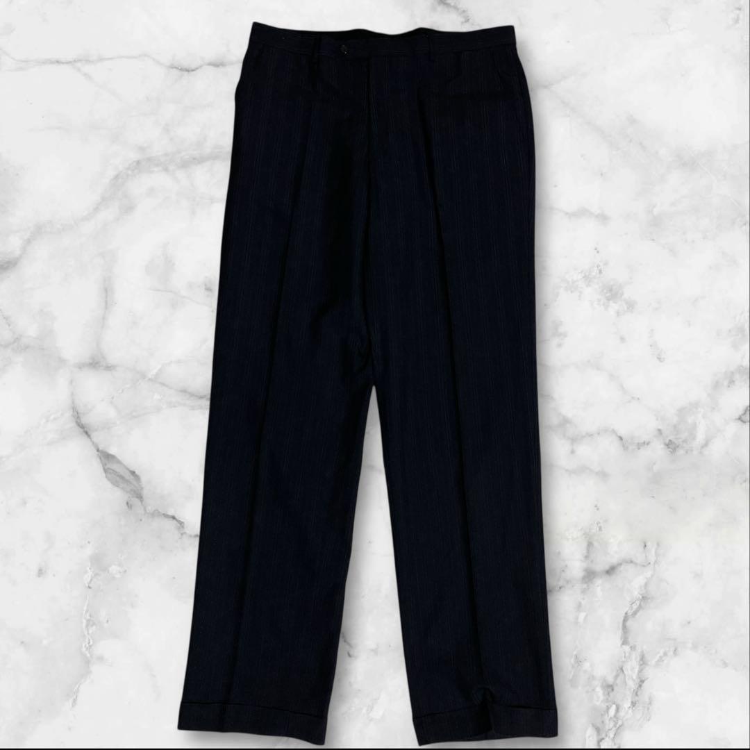 極美品☆希少☆エルメネジルドゼニア☆スーツセットアップ☆黒☆ストライプ☆52