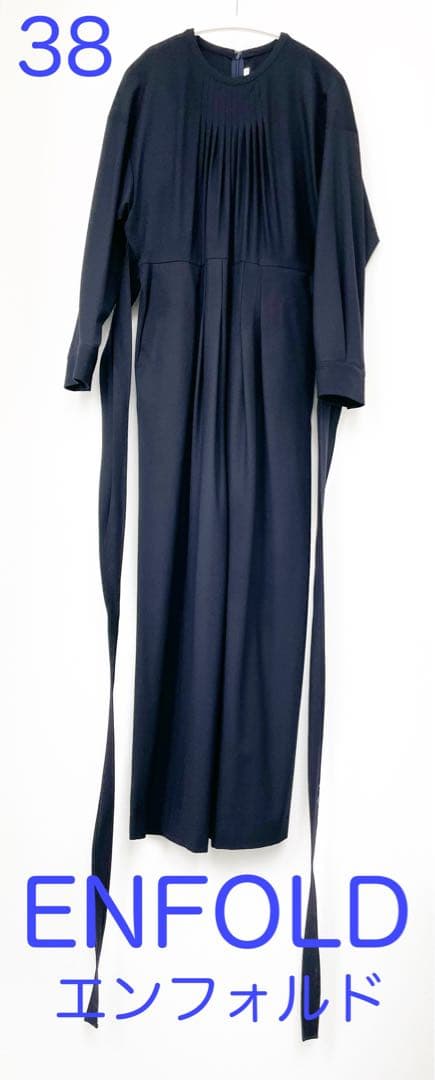 ENFOLD エンフォルド オールインワン サロペット ネイビー 紺 リボン