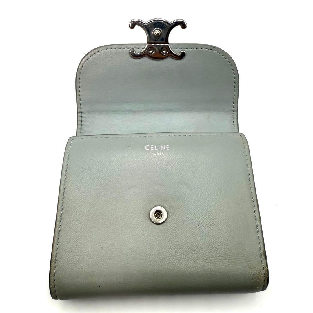 セリーヌCELINE トリオンフ スモールトリフォールド 3つ折り財布 グレー