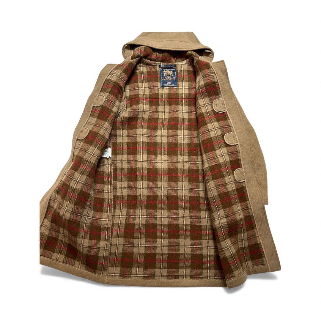 美品 グローバーオール ダッフルコート 英国製 チェック ウール US 40
